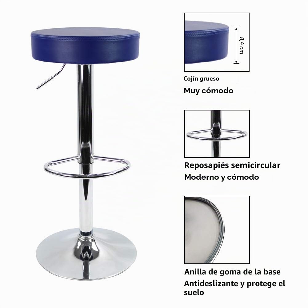KKTONER Taburete de Bar Regulable en Altura Giratorio Taburete de Trabajo Taburete de Oficina Cuero PU Azul