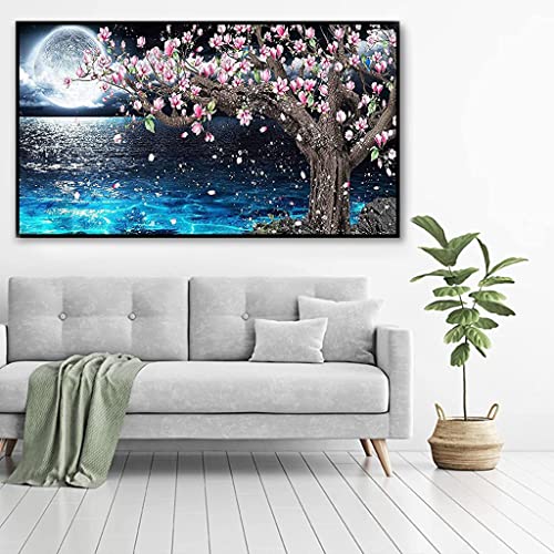 Image of HASTHIP 5D Diamond Painting Kit for Adults 27.5 X 15.7 Inch Lake Moon