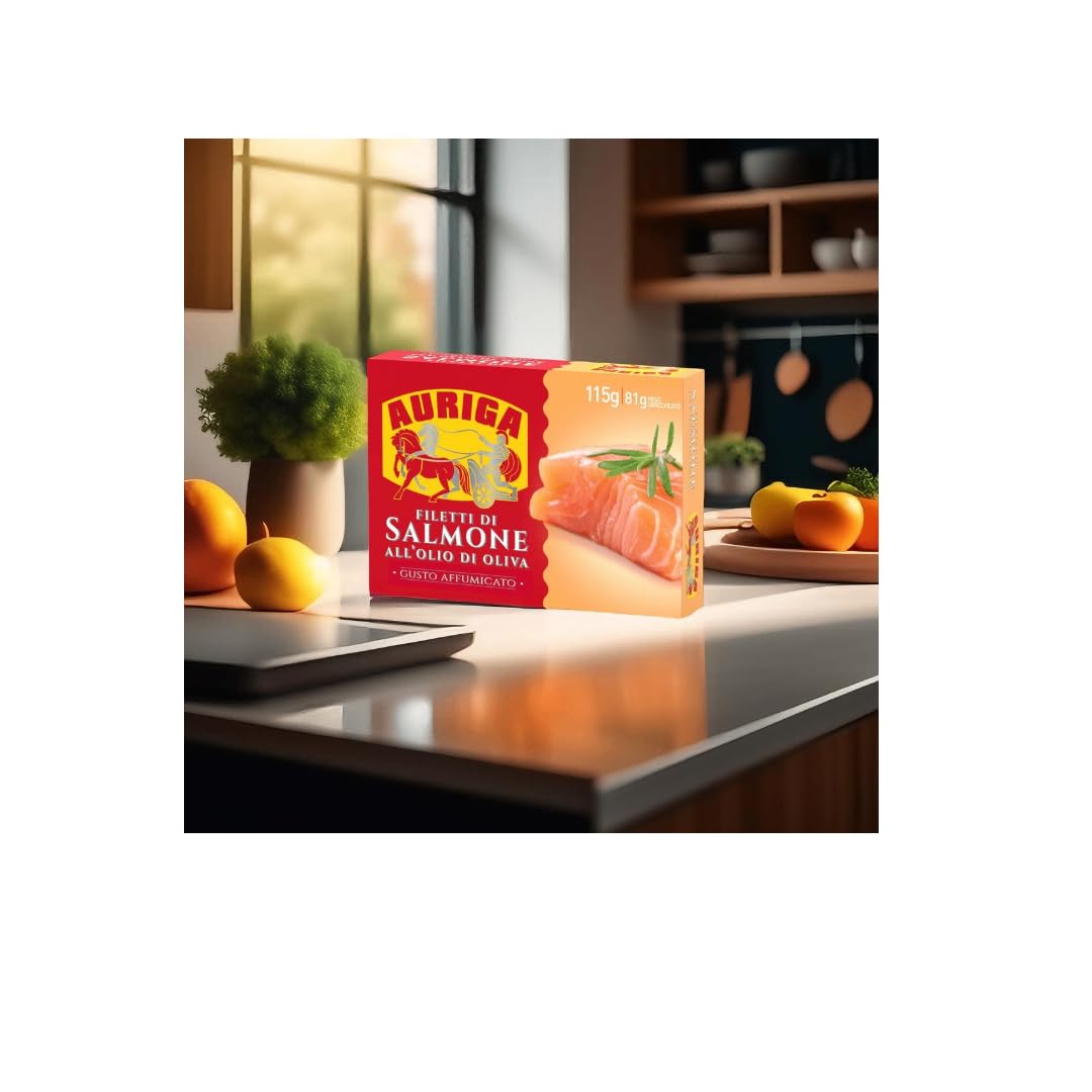 Auriga filetti di salmone all'olio di oliva 115gr. Gusto affumicato. Cotti a vapore. - 5