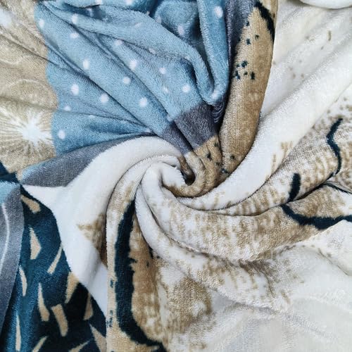 Image of Winter Premium Flannel Velvet Warm Duvet Cover Quilt Cover | Rajai Cover | Blanket Cover | Comforter Cover Single Size 60x100 inches Woollen (Beige,White & Blue, Single Bed)