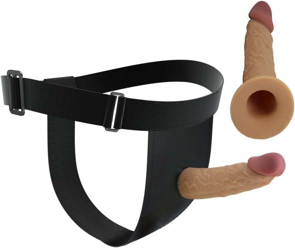 Strapon cavo in SILICONE indossabile uomo, Dildo indossabile Strap on cintura fallica per Uomo, Pene indossabile vuoto che prolunga pene, Guaina fallica con cintura