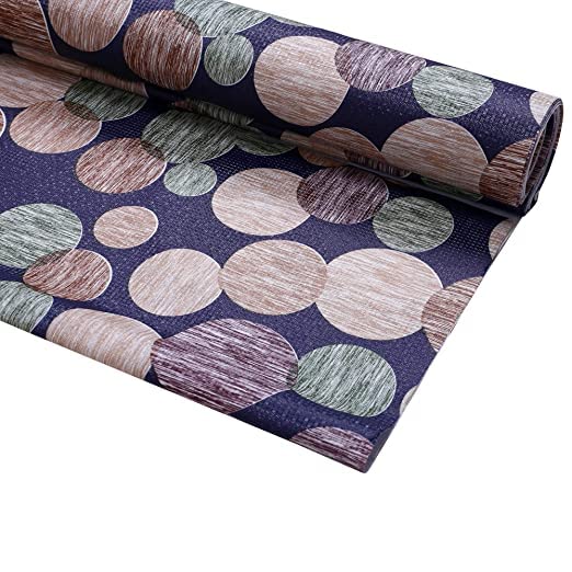 Kitchen Drawer/Cabinet Shelf Mat|Flower Design with PVC Material|Adjustable Size 5 MTR Roll, Polyvinyl Chloride(Blue Multicircle)_N-image-22