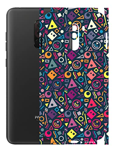 Image of AtOdds - Poco F1 Mobile Back Skin Rear Screen Guard Protector Film Wrap (Coverage - Back+Camera+Sides) (Shapes Graffiti)