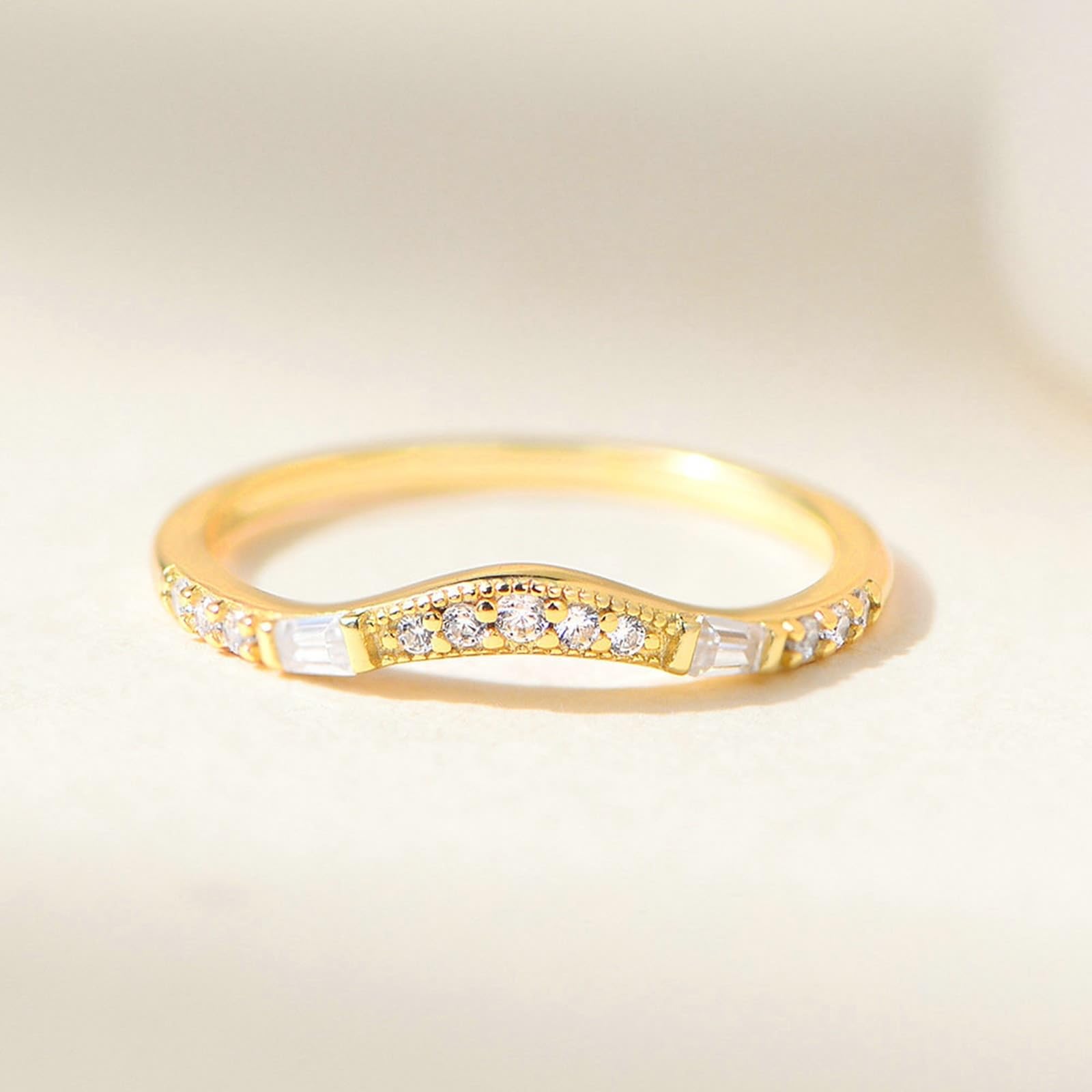 KnSam Anillos de boda de oro Au585, corona para parejas con corte trapezoidal, anillos de la amistad Au 585, talla 63 (20,1)