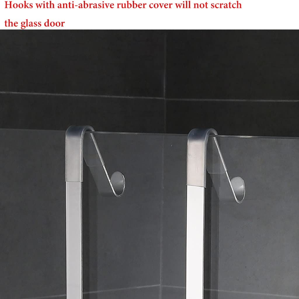 Inless - Organizador de ducha de acero – Estante colgante sobre la puerta sin taladrar, nizer de baño de 2 niveles con toalla, cesta de ducha inoxidable para facilitar el montaje