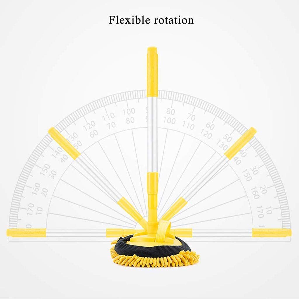 Mocio rotante in microfibra giallo – Spazzola versatile per la pulizia di interni ed esterni per ufficio e casa – Strumento efficiente per la cura del pavimento