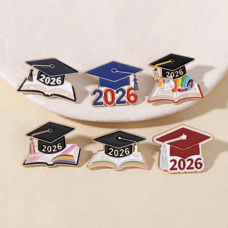 Image of Graduation Enamel Lapel Pins Class of 2026 Graduation Caps Brooches Gifts Souvenir Emblem Badges Diploma Brooche for High College Teacher School Vacation Accessories