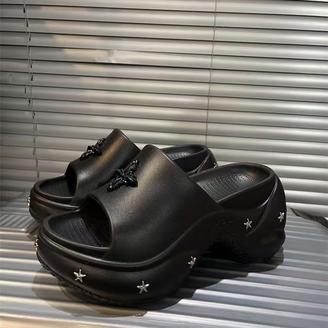 Wedge Flip Flops for Women，Cozy Non Slip Shower Slides Beach Sandals，Women Lightweight Home Chunky Summer Slippers2