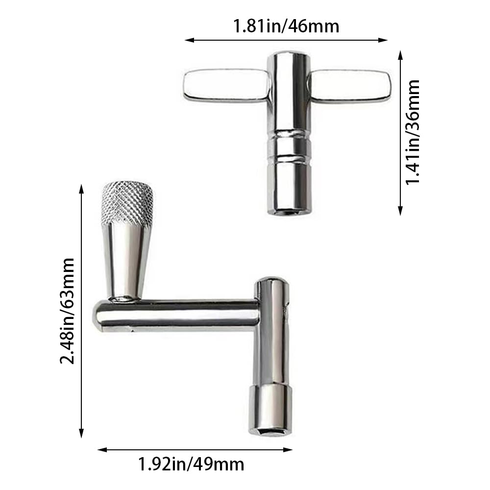 T/Z-Shaped Rocker Drum Tuning Key, Silvery, Quick Disassembly & Installation for Snare Drum, Universal Drum Kit Wrench (2T 1Z)
