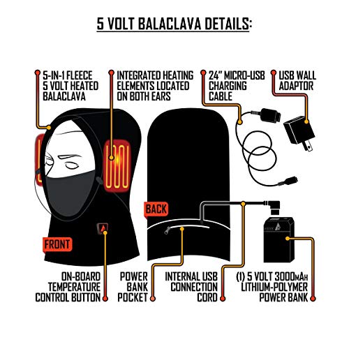 Actionheat 5V Battery Heated Fleece Balaclava Face Mask, Winter Neck Gaiter #TOP6
