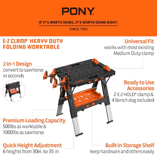 Image of Pony Portable Folding Work Table, Workbench & Sawhorse