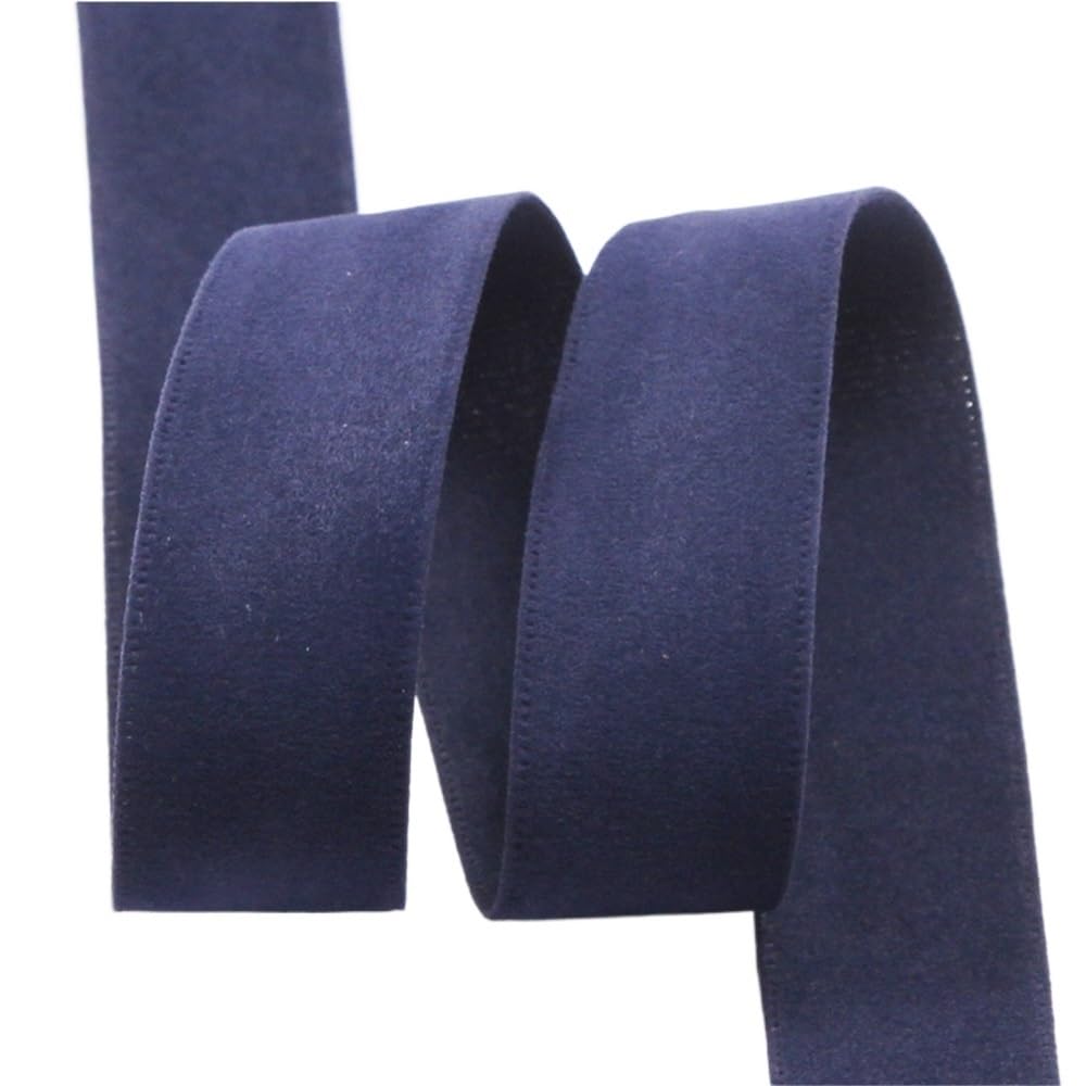 WEITINGKKK Ribbons for Gift Wrapping, Double Face Suede Blank Pressing Velvet Ribbon Wreath Bow Multicolor 25-38mm 5 Yards Roll(Navy,25mm)