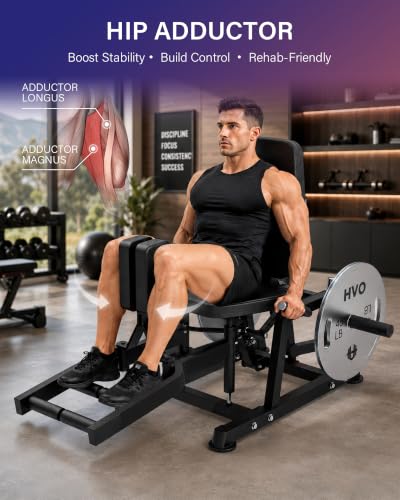 Image of HVO Hip Adduction Abduction Machine: Abductor Adductor Machine-Inner and Outer Thigh Machine Glute Machines Thigh Master for Hip Abduction with 6 Levels Gear System Glute Machines