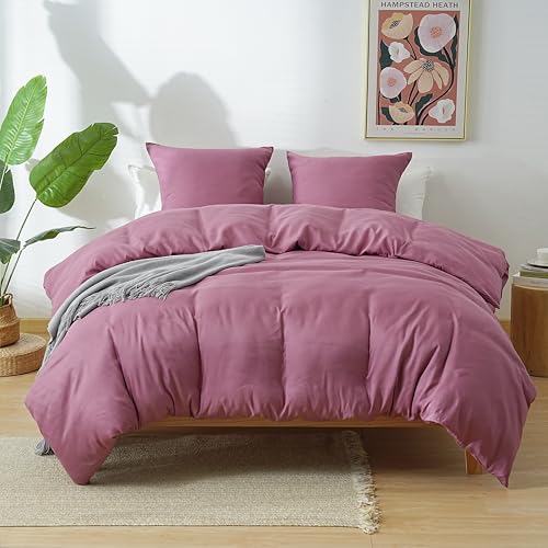 MOHAP Parure de Lit 4 Pièces Housse de Couette 200x200cm + Drap Housse 160x200cm Bonnet 30cm + 2 Taies d'oreiller 65x65cm 2 Personnes Ensemble Housse de Couette Vieux...