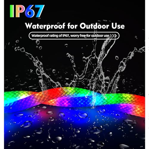 Image of 6.56ft LED Neon Rope Lights, Waterproof Music Sync Strip Lights with Remote & APP Control, USB-Powered Flexible Lighting for Christmas Halloween Decor, Gaming Room Bedroom Indoor Outdoor Decoration