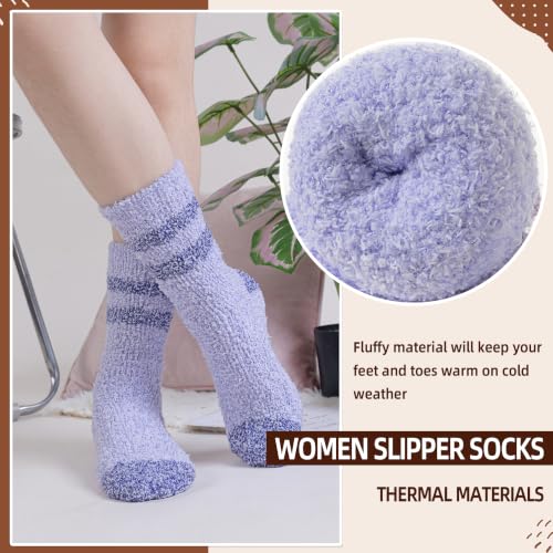 Image of Velice Womens Fuzzy Socks Soft Cozy Fluffy Slipper Winter Thick Warm Plush Sleeping Christmas Socks