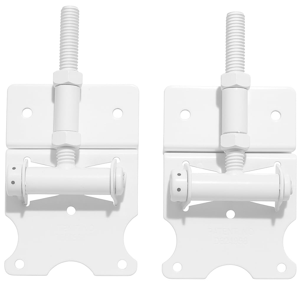 Stainless Steel Rust Resistant Powder Coated PVC | Vinyl | Wood | Gate Hinge Set and Screws Black (White)