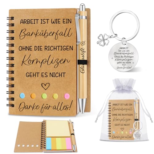 Epaing Abschiedsgeschenk Kollegen, Notizbuch Klein mit Stift und Schlüsselanhänger, Dankeschön Geschenke für Beste Arbeitskollegin Lieblingskollegin, Abschiedsgeschenk Kollegin, Mitarbeiter Geschenk