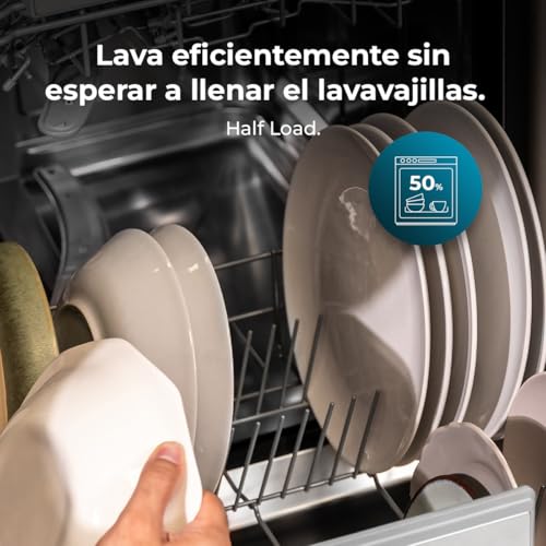 Cecotec Lave-vaisselle Compact de 60 cm Bolero Aguazero 6320 D, 1900W, 15 Couverts, 8 Programmes, Écran FullColor XXL, Smart Wash, UV Light, Turbo Dry+, AutoClean, Demi-charge, Départ Différé, Kidlock