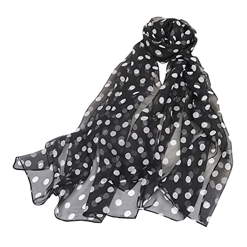 Womens 50S Chiffon Sheer Square Neck Head Scarf 50S Square Scarf For Women Girls 1950S Chiffon Scarf, Vintage Ascot, Retro Hair Tie Polka Dot Black Scarf For Women And Children,Neck Scarf For Women #TOP5