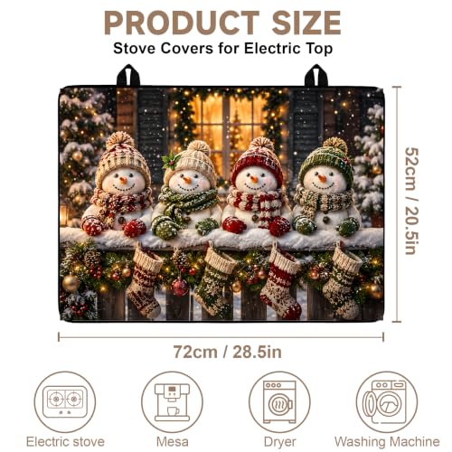 Image of Stove Top Cover for Electric Stove: 28''x20'' Stove Cover Elevate Your Kitchen Reliable Heat Protection,Non-Slip Kitchen Decor (Snowman)