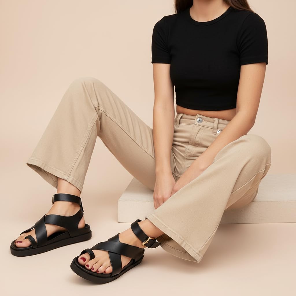 CUSHIONAIRE Entry Womens Ankle Wrap Molded Footbed Sandal with Adjustable Strap | Non-Slip Outsole | Womens Platform Sandals | Comfortable Summer Shoes | Wide Widths Available - Image 6