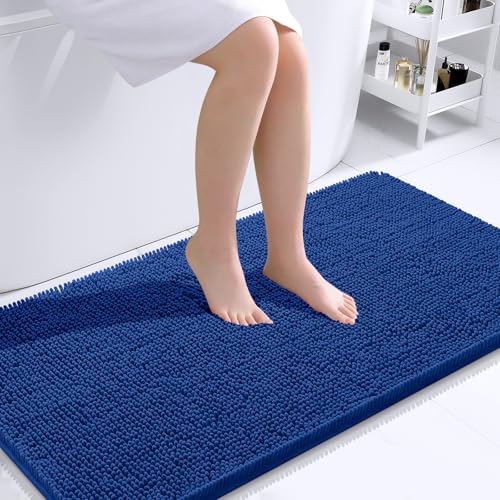 Image of OLANLY Large Bathroom Rugs 40x24, Extra Soft Absorbent Chenille Bath Rugs, Rubber Backing Quick Dry, Machine Washable Bath Mats for Bathroom Floor, Tub and Shower, Home Decor Accessories, Royal Blue