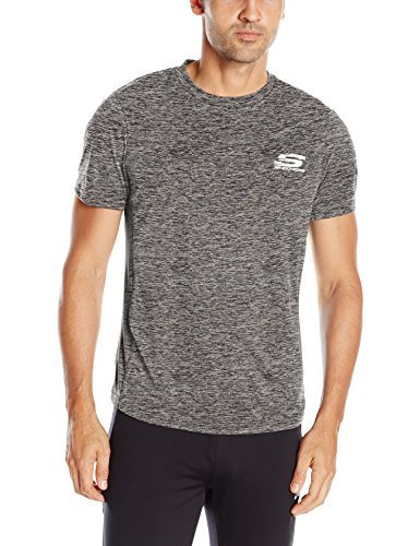 Skechers Men's Space Dye Crew Neck Tee, Black, Large