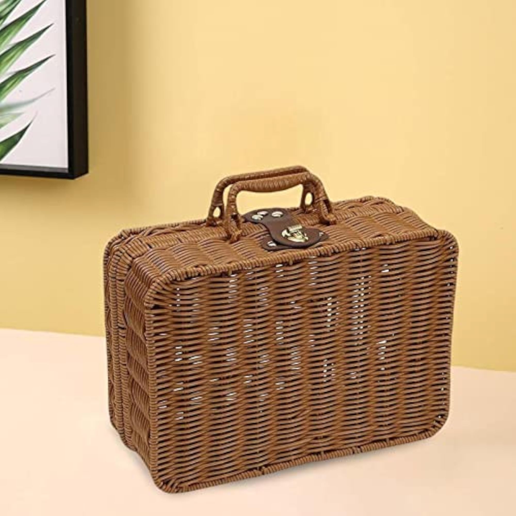 Woven Wicker Storage Basket Cosmetic Organizer, XL