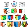 Dreampark Speed Cube Set, 14 Pack Cube Bundle 2×2 4×4 5×5 Megaminx Pyramid Skew Ivy Windmill Fisher Axis Dino Mirror…