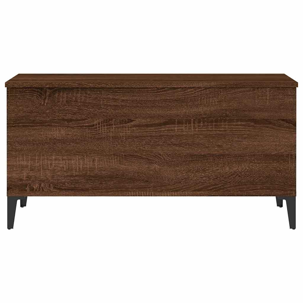 Stolik kawowy brązowy o wyglądzie dębu, 90 x 44,5 x 45 cm, materiał drewnopochodny z blatem o regulowanej wysokości, miejsce do przechowywania, trwałe wzornictwo, idealny do salonu, narożnika