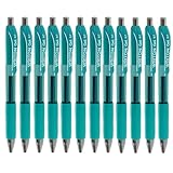 Writon Retractable & Refillable Gel Pens, Comfort Grip, 0.7mm Fine Point, Dark Green Ink, 12 Pack