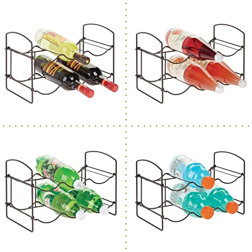 Mdesign Metal Free-Standing Water Sports Bottle And Wine Rack Holder Stand For Storage Organizing In Kitchen Cabinet Countertops, Pantry - Collapsible - 2 Tiers, Holds 6 Bottles - Bronze #TOP5
