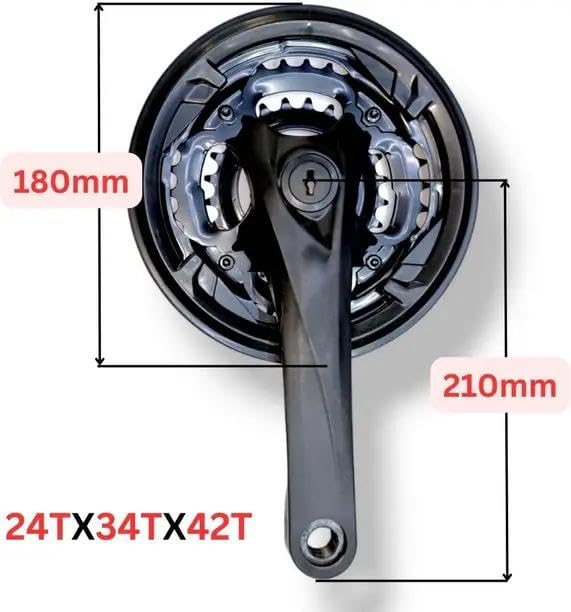 Image of GHG 24-34-42T Crankset Steel Chainwheel 7 /8 /9 Speed Universal Square Hole Mountain Bike, Racing Bike, Road Bicycle Wheel (Front Pack of 24T-34T-42T)