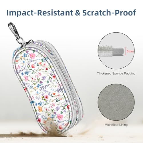 Image of FINTIE Double Sunglasses Case, Soft Portable Eyeglasses Pouch with Carabiner Clip, Dual Zipper Compartments for Men Women