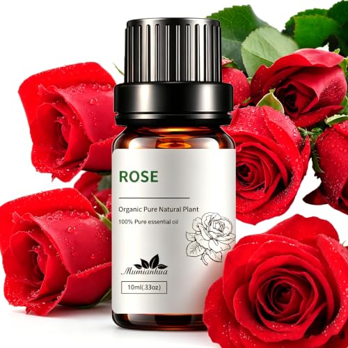 Rose Essential Oil 100% Pure & Natural Rose Oil for Aromatherapy Diffuser Skin & Hair Care Perfume Soap & Candle Making 0.33 Fl Oz / 10ml Mumianhua