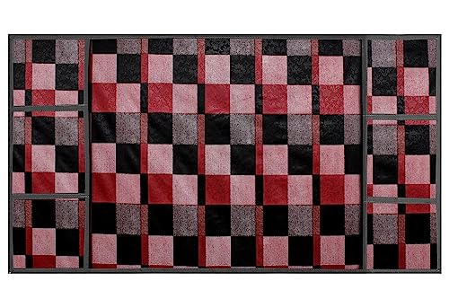 Image of Stylista Refridgerator top Cover Suitable for Samsung RR23C2F35DX /HL, 215 Liter Fridge, Dimension (WXD) 71x109 CM, Chekered Pattern Red
