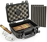 Mrs. Brog Cigar Humidor, Airtight & Durable Waterproof Travel Humidor Case Holds Up to 20 Cigars - Includes Cigar Cutter & Collapsible Cigar Stand with Humidor Cigar Box