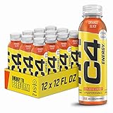 C4 Energy Non-Carbonated Zero Sugar Energy Drink, Pre Workout Drink + Beta Alanine, Orange Slice, 12 Fl Oz (Pack of 12)
