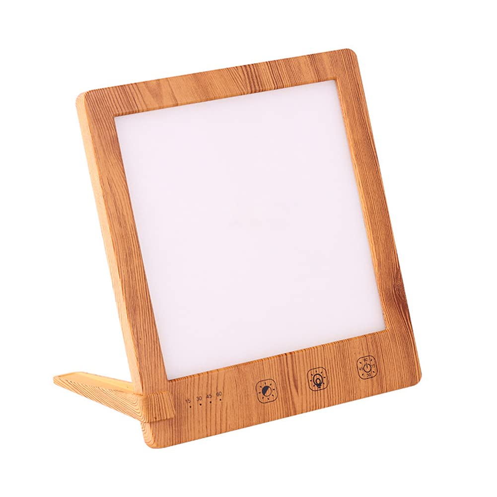 Grain De Bois Lampe De Luminothérapie, Portable Naturel Énergie Lampe, Aide À Combattre Lumières Tristes Pour Dépression, 4 Fonction De Minuterie Réglages Contrôle Tactile Sans UV,Wood grain,16*14cm
