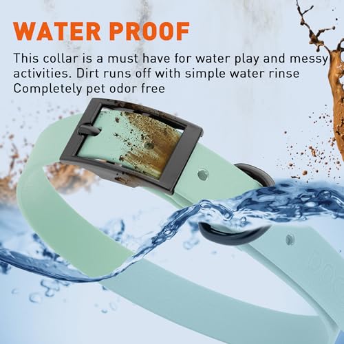 Image of Dogline Biothane Waterproof Dog Collar Strong Coated Nylon Webbing with Black Hardware Odor- Proof for Easy Care Easy to Clean High Performance Fits Small Medium or Large Dogs, Sage Green