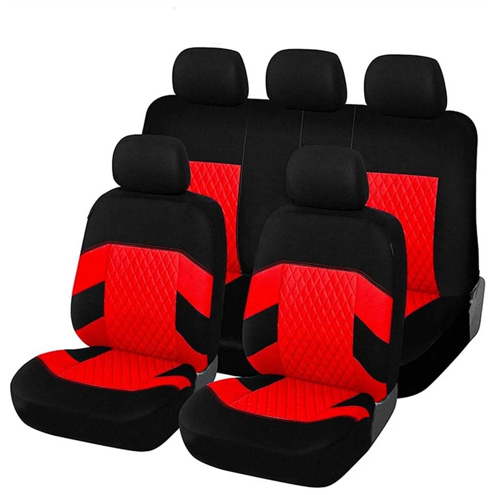 Fundas Asientos Coche para Toyota Land Cruiser 5seats 2016-2026,Transpirable Antideslizante Cubreasientos De Tela Protectores, Accesorios Coches Interior,E/Red-5Seat