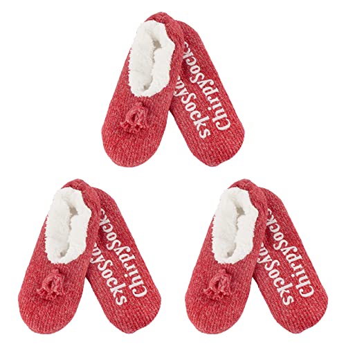 Image of BambooMN Adult Women Super Soft Warm Cozy Fancy Yarn Slippers Non-Slip Lined Socks, Indoor Comfy House Slippers, 3 Pairs