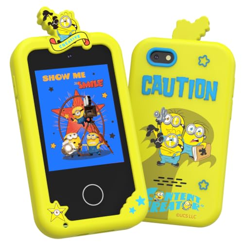 Image of KOKODI Kids Smart Phone Toys, Minions Collab Birthday Gifts Idea for 3 4 5 6 7 8 Year Old Boys, Touchscreen HD Digital Dual Video Camera, Preschool Learning Toy for Kids 3-5 Travel Trip Activity