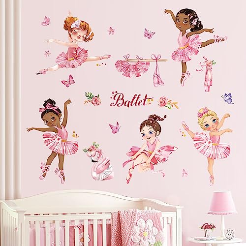 Vinilos decorativos de niña bailarina en pared miniatura 1