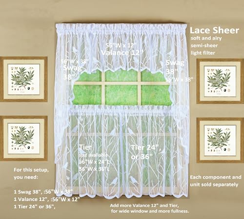 Today’s Curtain, Songbird Halbdurchsichtige Spitze, 91,4 cm, Weiß, 142,2 x 91,4 cm (B x L)