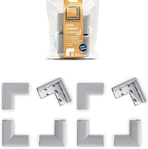 Miniatura 10 de Roving Cove Protector de esquinas de ajuste delgado para bebés (8 esquinas pequeñas), protectores de esquina de muebles de espuma de goma suave,