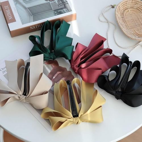 Pinza para cabello Banana Clip con moño negro de satén, clip de garra para cabello, accesorios neutros para mujer y niñas miniatura 3