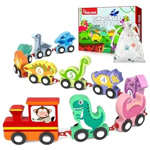 OSLINE Toddler Toys for 1 2 3 Year Old,Dinosaur Toys Train Sets for Kids 2-4, Kids Montessori Educational Toys for 2 3 4 Year Old,Wooden Toy Cars for Boys Girls,Easter Gifts for Kids Toys Age 1-5 Boys