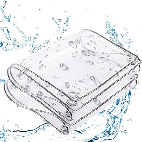 CDDUOLA Waterproof Tarpaulin, 0.3mm Transparent PVC Weatherproof Tarp with Eyelets, Plant Canopy Rainproof Cloth Cover for Camping Outdoor Gazebo, 450g/m² (Color : Clear, Size : 1x2M) Cover